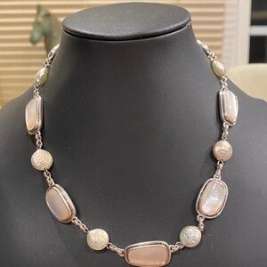 Monet Elegant Silver Tone Mother of Pearl Necklace